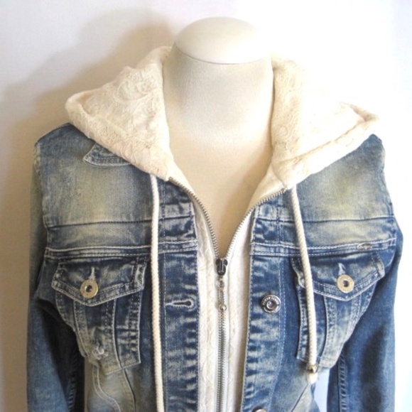 Kenzo Jeans Distressed Trucker Jean Jacket W/Hood - Picture 2 of 8